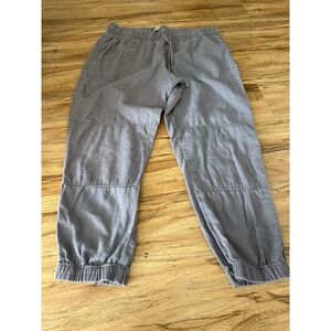 Calvin Klein Women's Size 12 Grey Utility Jogger Pants Linen Blend Relaxed Fit